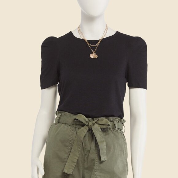 SANCTUARY PLEATED SLEEVE TSHIRT- NEW - Picture 1 of 7